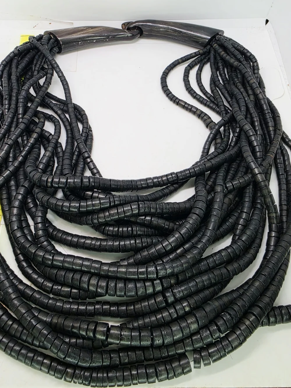 Vtg Runway Monies Gerda Lynggaard Moonies Coconut horn 17 strands necklace huge